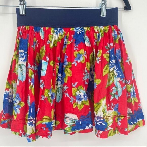 Abercrombie & Fitch Mini Floral Circle Skirt Navy Pink small skater ruffles - Picture 1 of 7